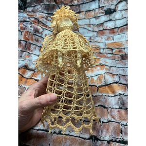 Starched Doily Angel Poss Vintage Hair Halo Shawl Christmas Tree Topper Wings